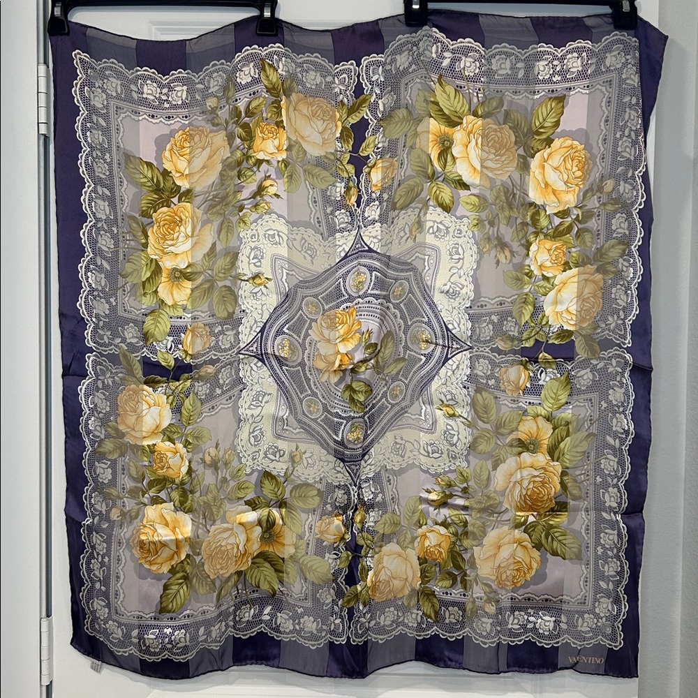 Vintage Valentino Silk Rose Scarf